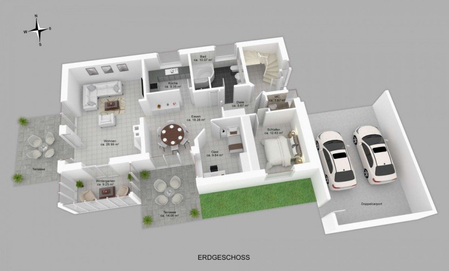 Grundriss EG Mehrfamilienhaus Sendenhorst