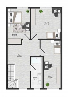 Grundriss OG Erstbezug Reihenmittelhaus in Drensteinfurt - modern, familienfreundlich, mit Garten