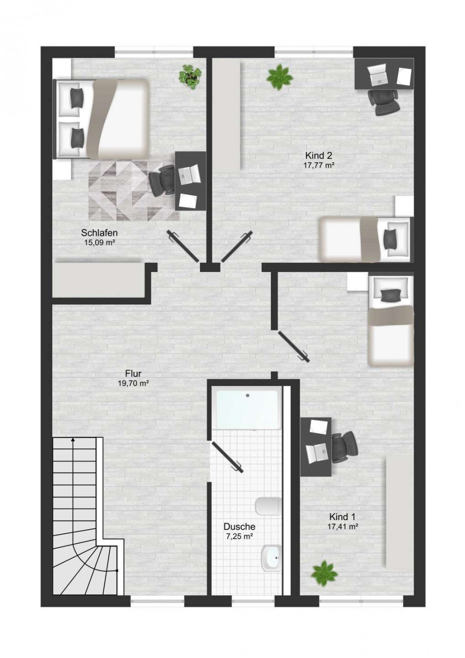 Grundriss OG Reihenmittelhaus Drensteinfurt