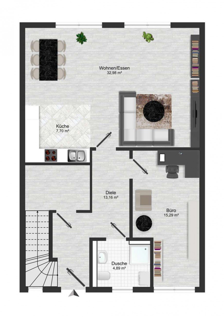 Grundriss EG Reihenmittelhaus Drensteinfurt